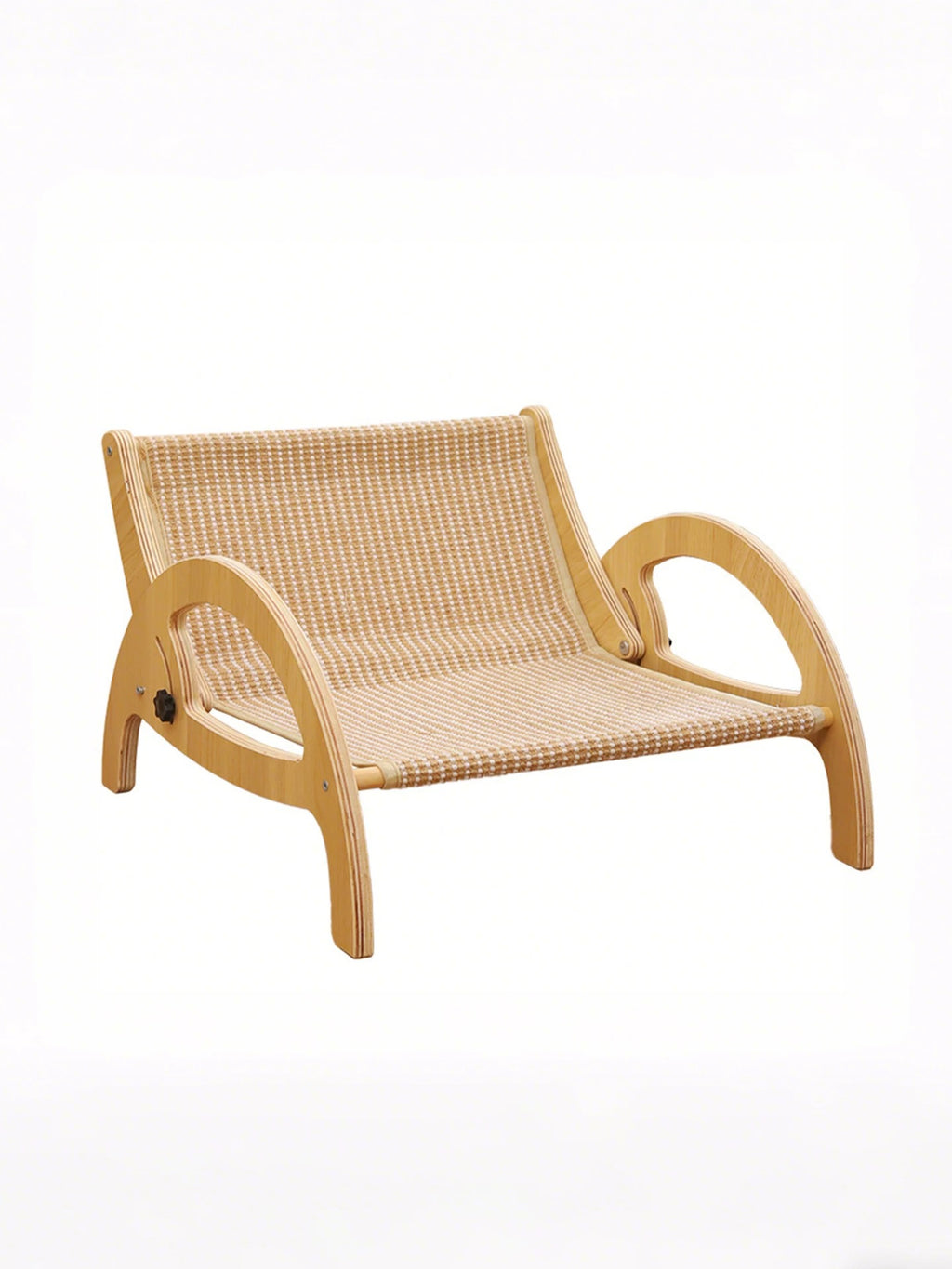 Adjustable Wooden Cat Scratcher Lounge with Sisal Mat