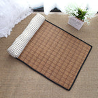Breathable Rattan-Weave Pet Mat with Pillow – 5 Colors, 3 Sizes