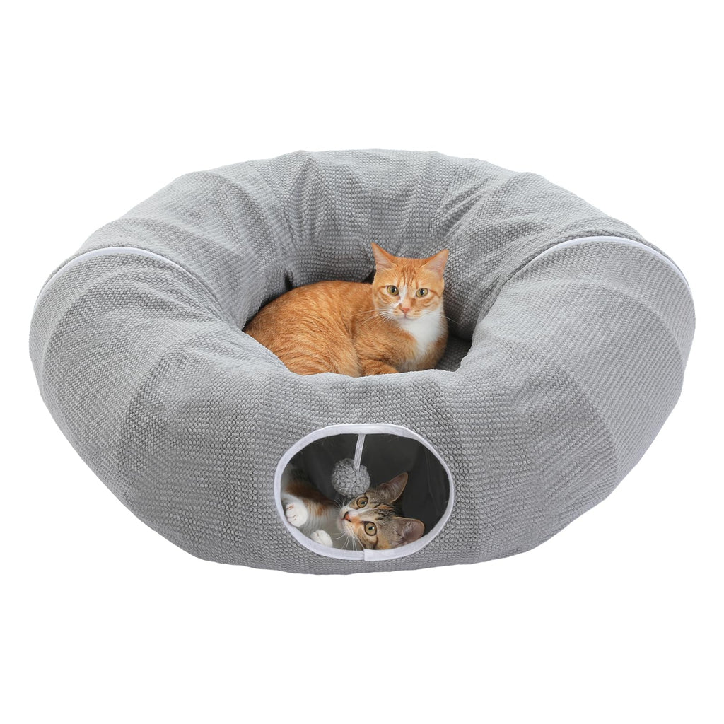 Washable Plush Donut Cat Tunnel Bed – 5 Designs