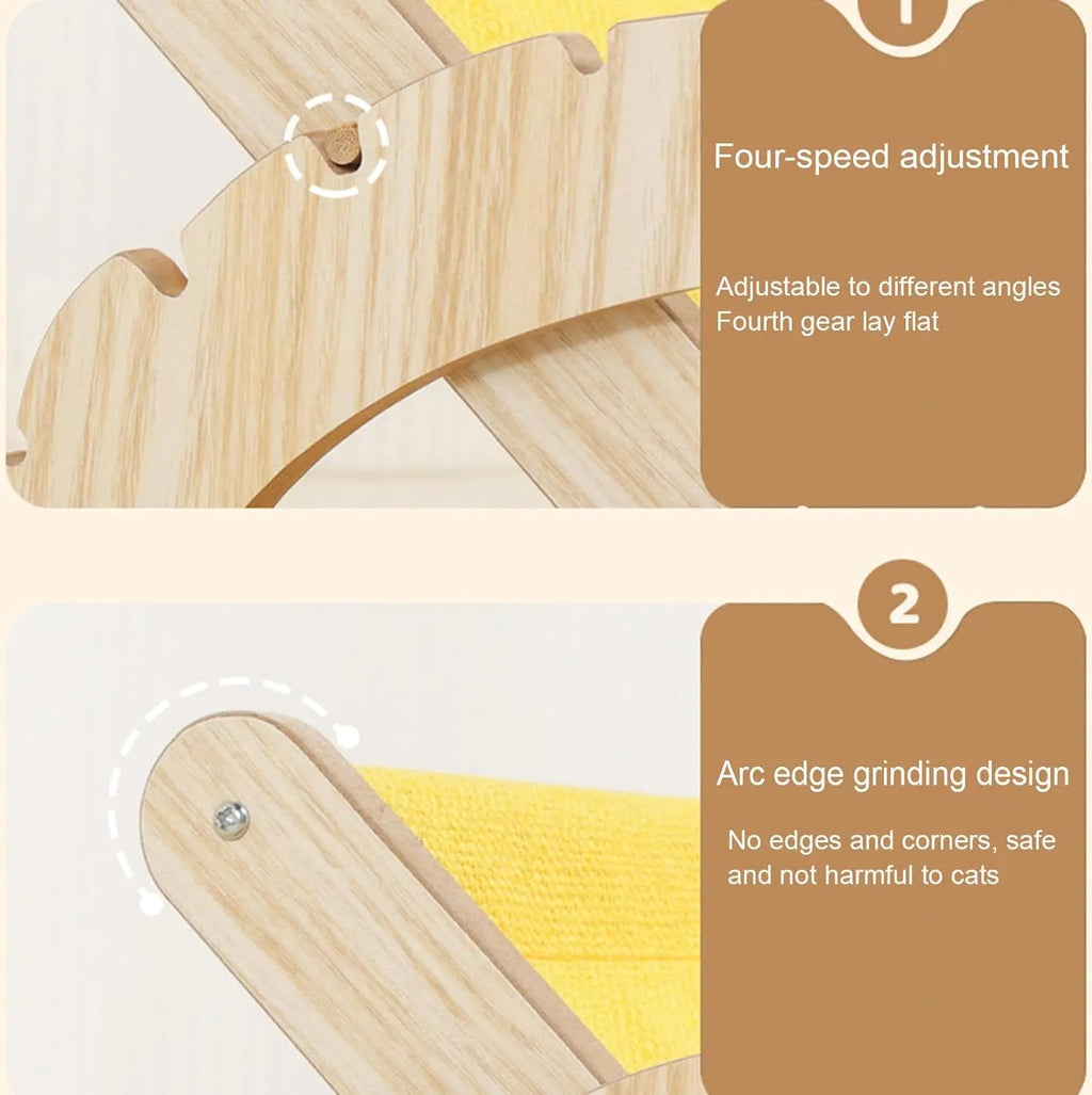 Adjustable Wooden Pet Hammock Lounge Chair