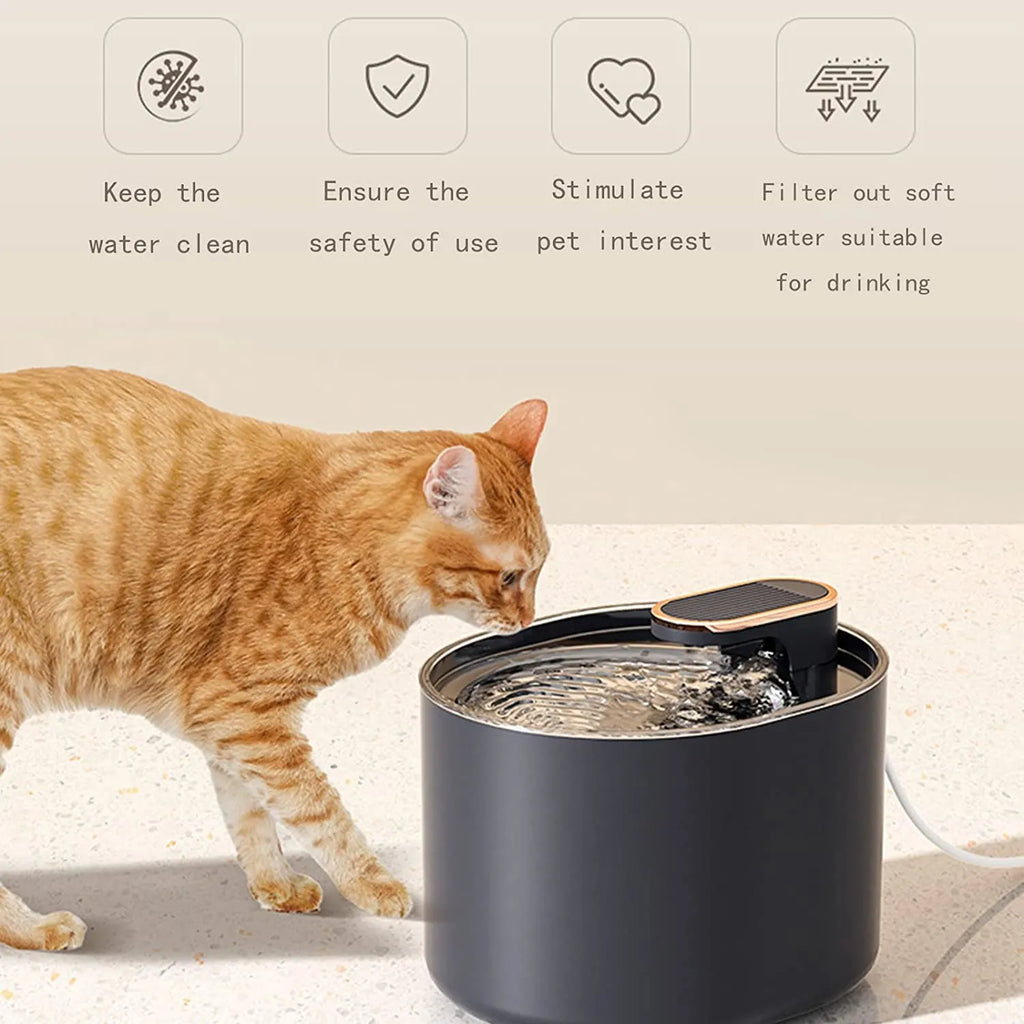 Round Pet Water Fountain with Filter Option – Black or White