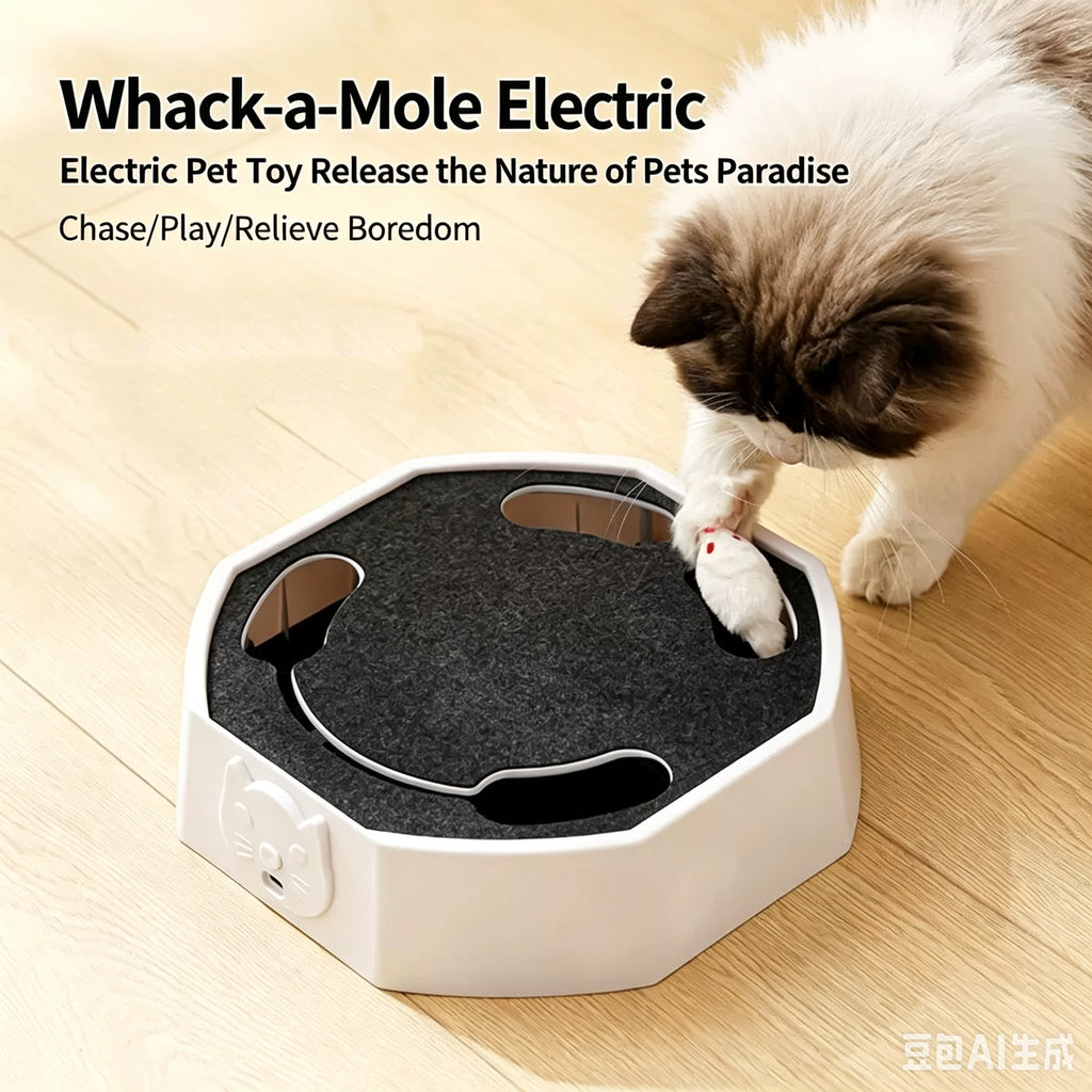 Interactive Rotating Mouse Track Cat Toy with Felt Scratcher