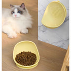 Wall-Mounted Cat Bowl with Textured Licking Panel