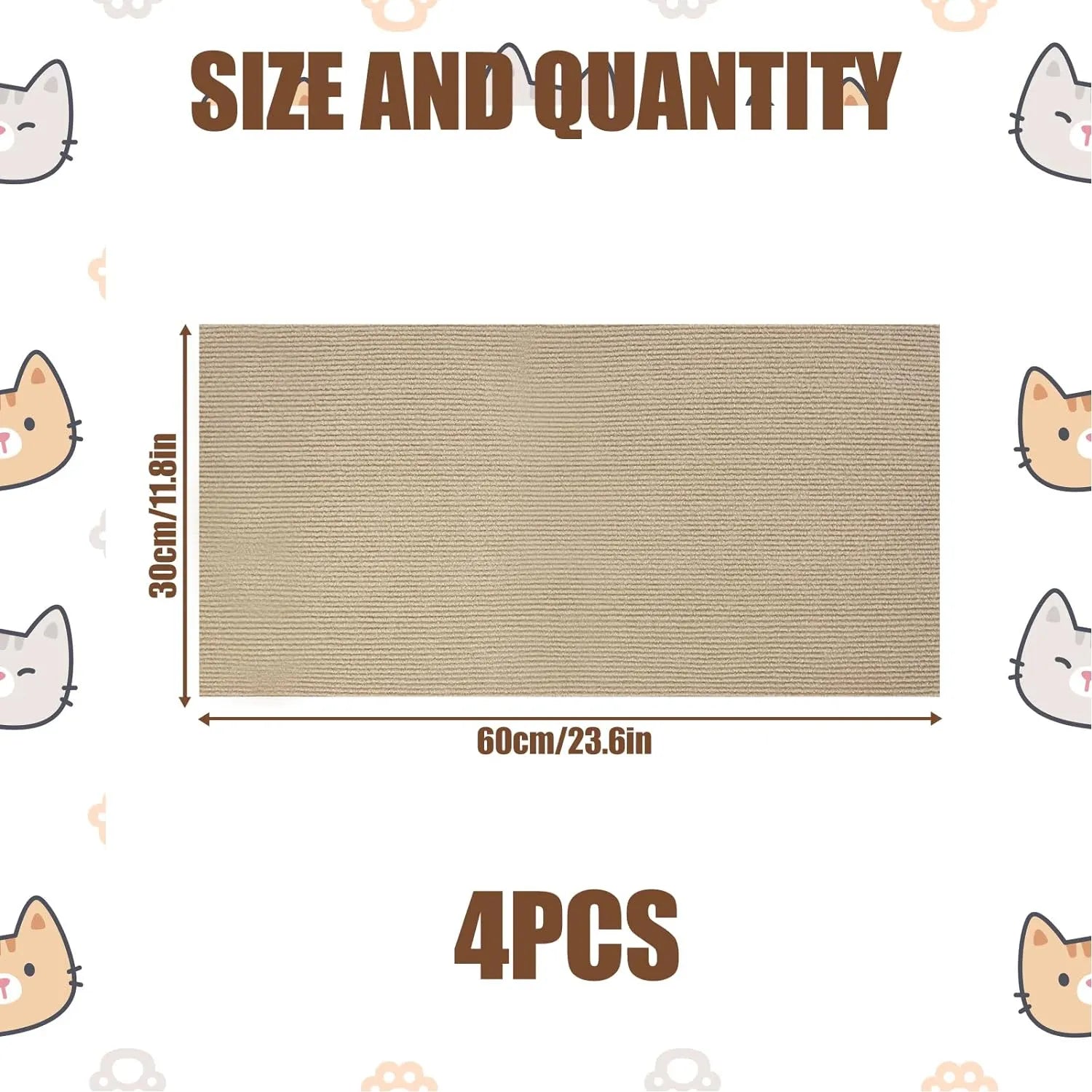 23.6 × 11.8-Inch Self-Adhesive Cat Scratch Mat