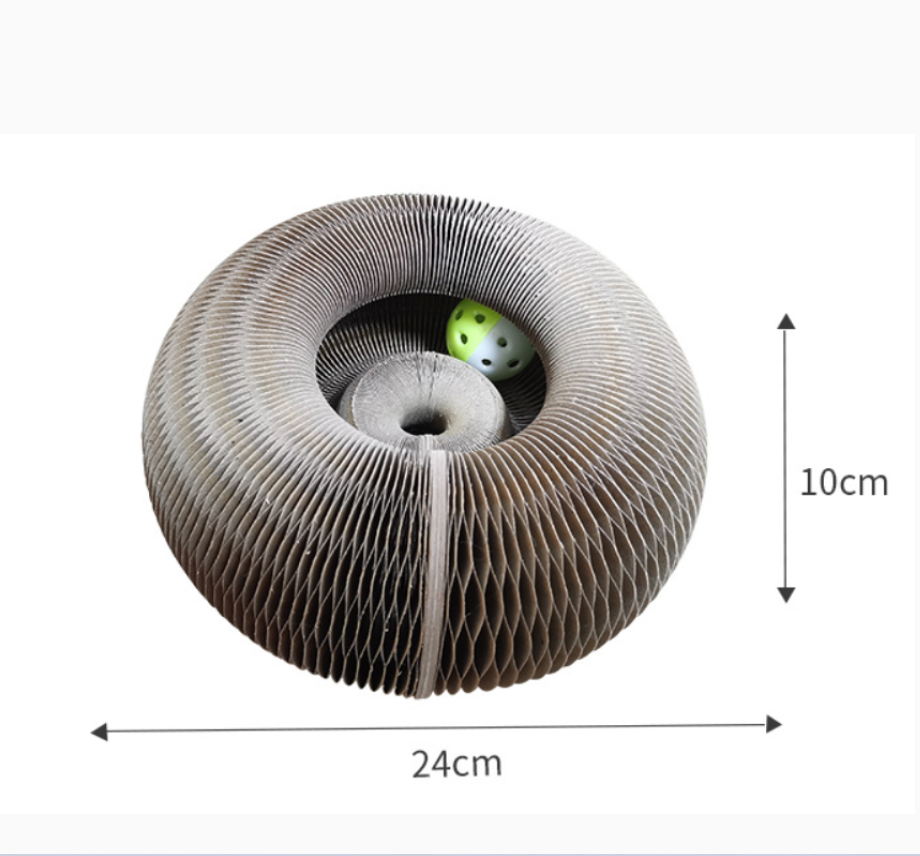 Expandable Cardboard Cat Scratcher with Ball Track
