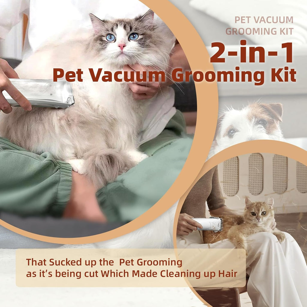 Rechargeable Pet Hair Suction Clipper – Single or 2-Piece Set