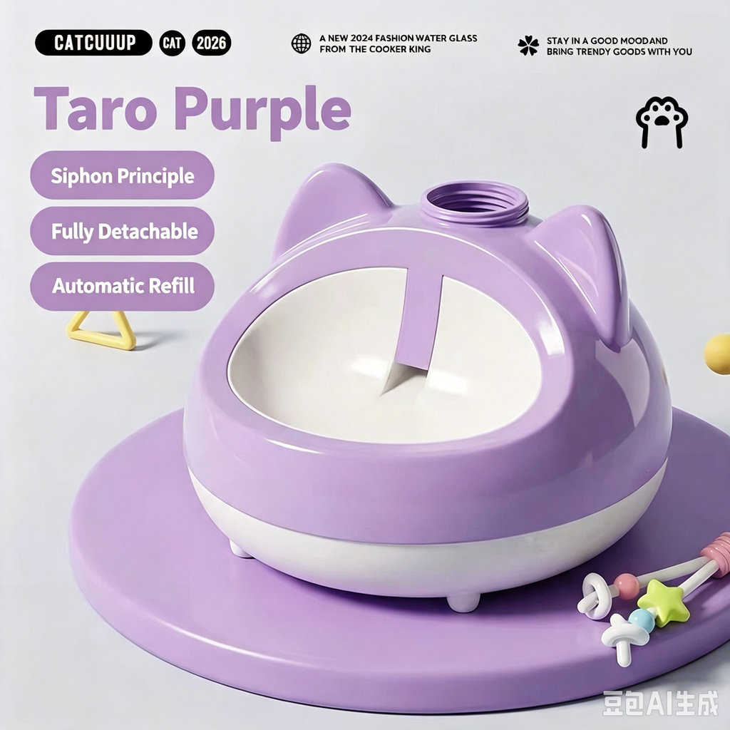 Cat-Ear Gravity Pet Water Dispenser with Weighted Base – 4 Colors