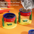 Adjustable-Height Cat Bowl in Red or Pink