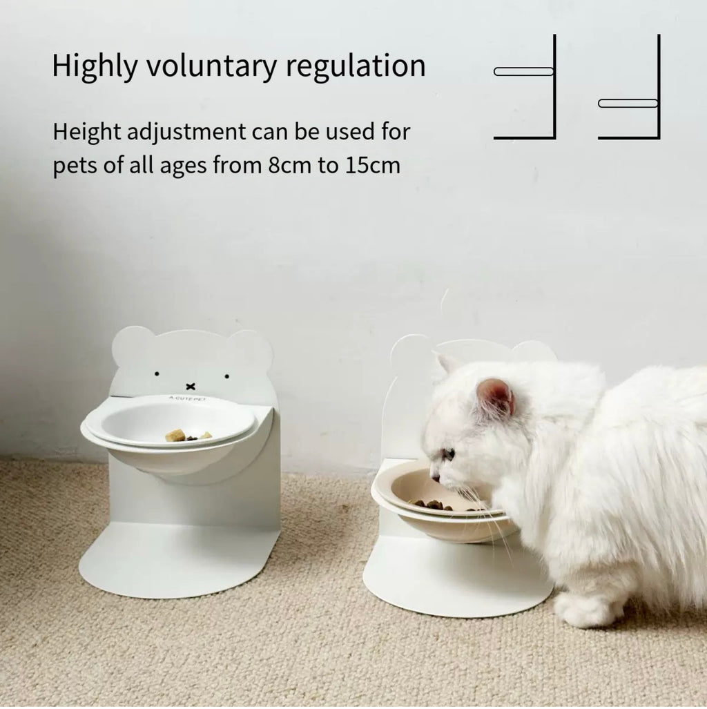 Adjustable Elevated Ceramic Cat Bowl