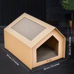 Cardboard Cat House with Integrated Scratching Pad