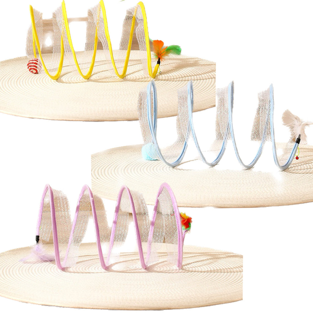 Spiral Cat Track Toy with Ball and Feather – Single or Multi-Pack