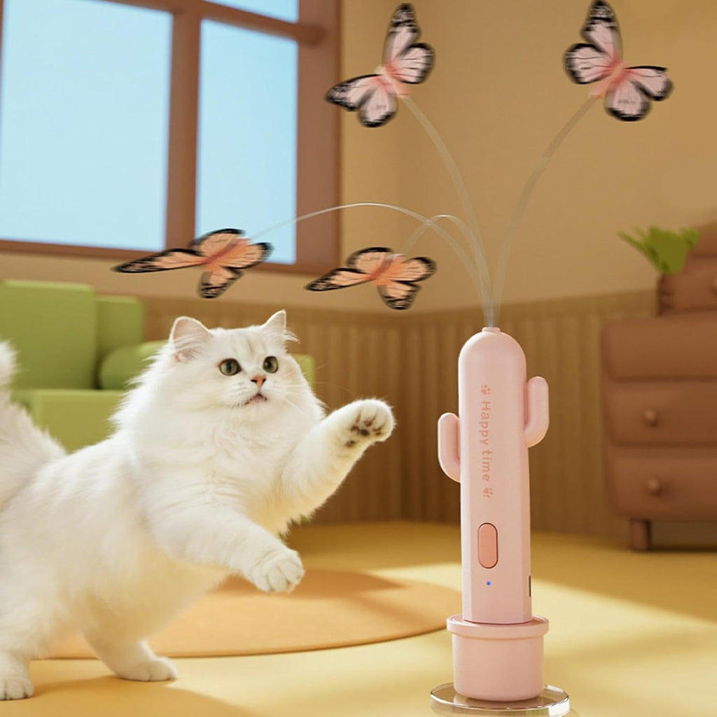 Automatic Butterfly Cat Teaser Toy – Cactus Base