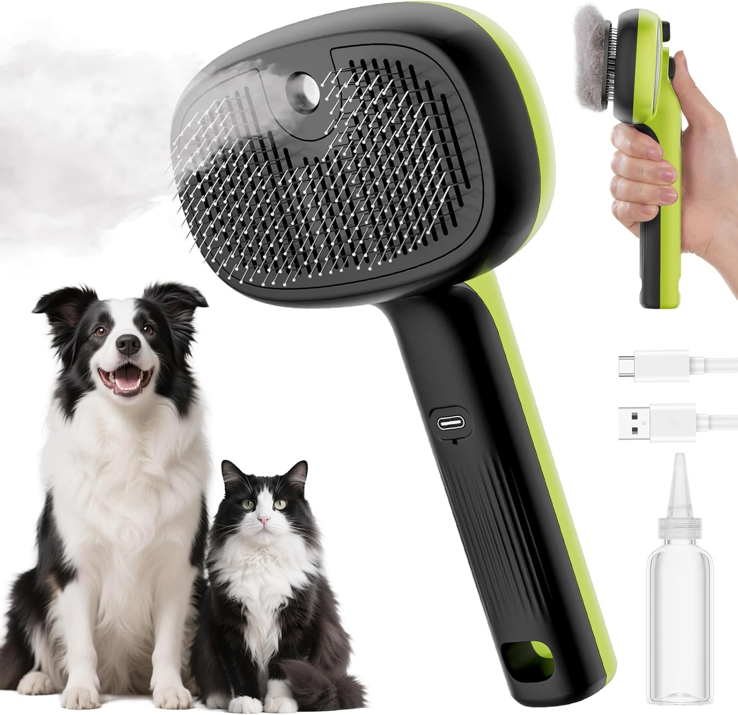 Rechargeable Cool-Mist Self-Cleaning Pet Brush – 2 Colors