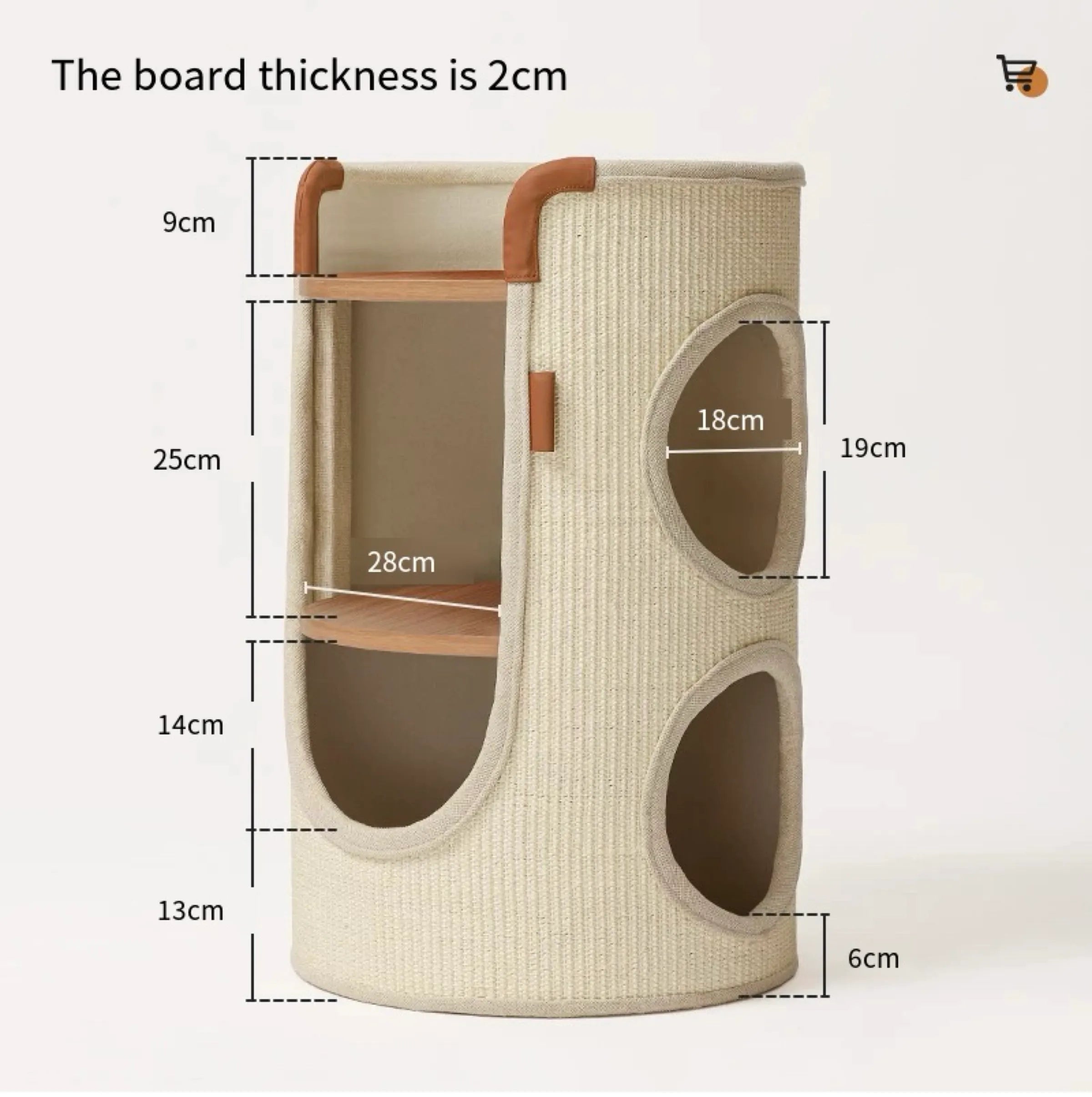 Two-Level Sisal Cat Scratcher Bed with Round Lounges