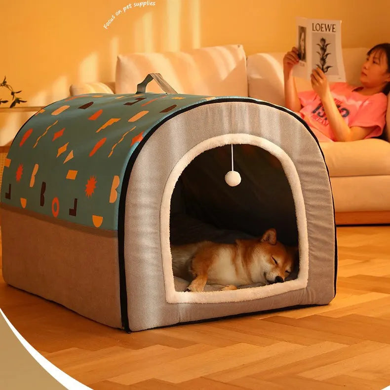 2-in-1 Foldable Pet Cave Bed – 3 Styles, 5 Sizes