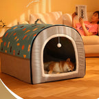 2-in-1 Foldable Pet Cave Bed – 3 Styles, 5 Sizes