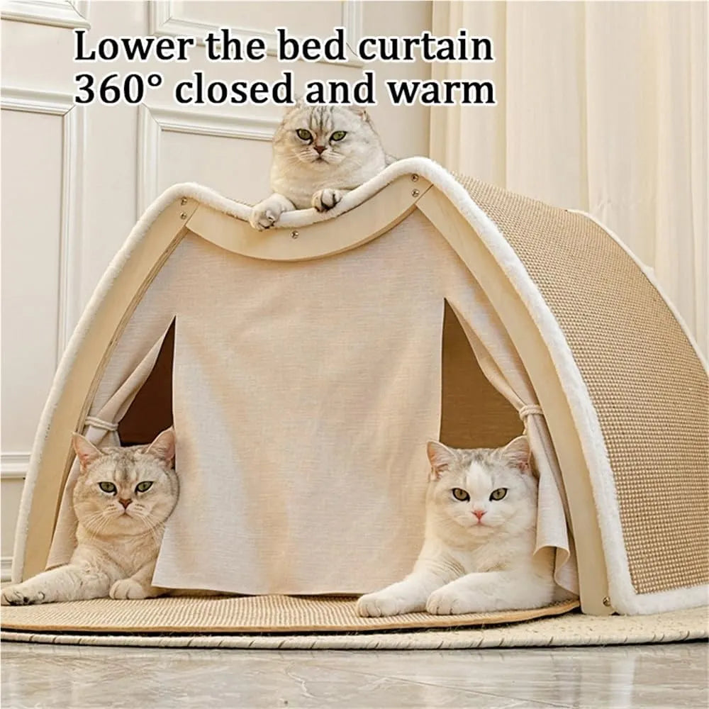Modular Wooden Cat Scratcher House & Pads – L or XL