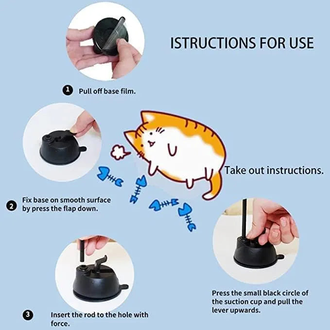 Suction Base Feather Wand Cat Toy – 5 Colors