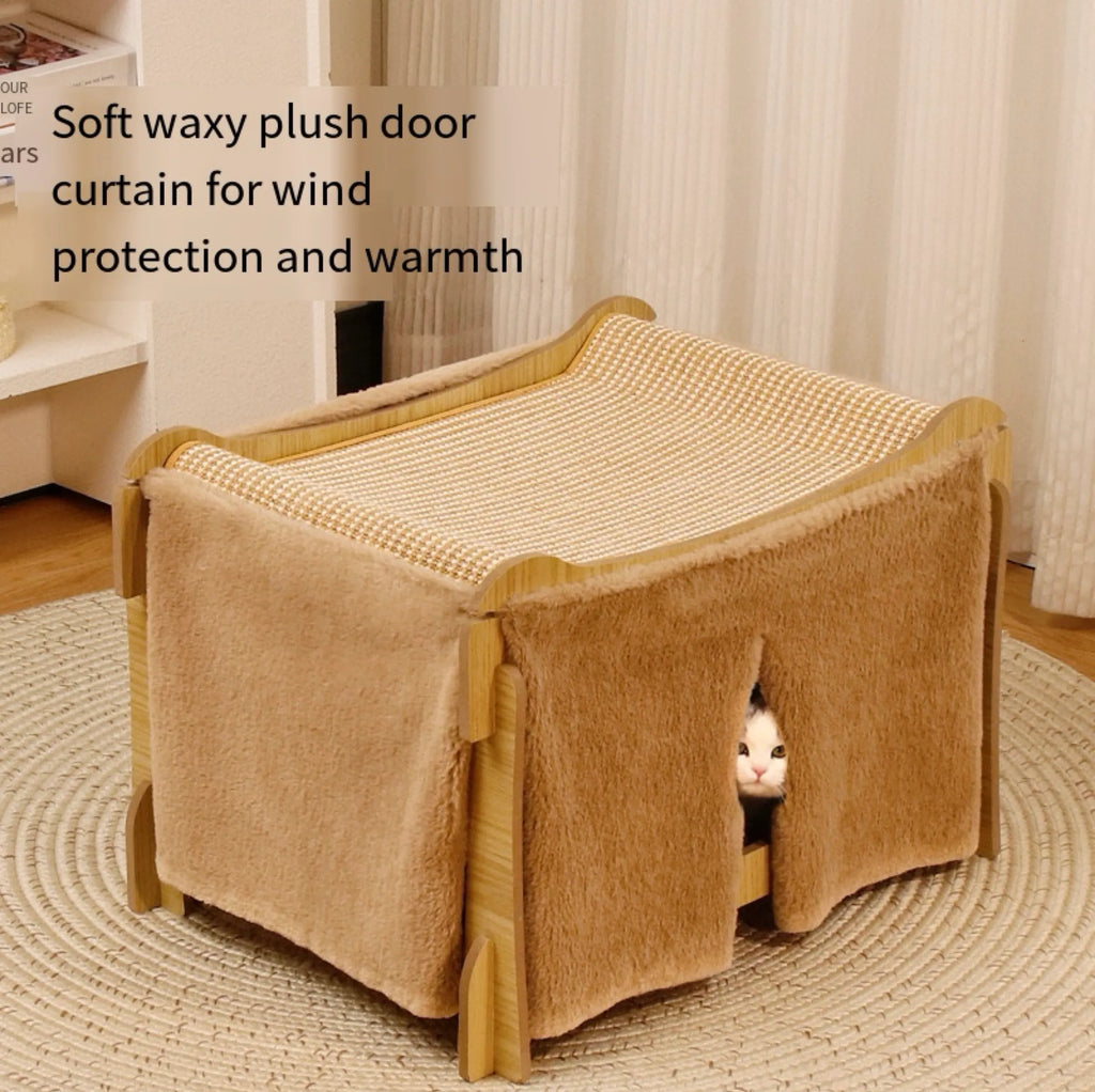 2-Tier Cat Hammock Bed with Optional Door Curtain
