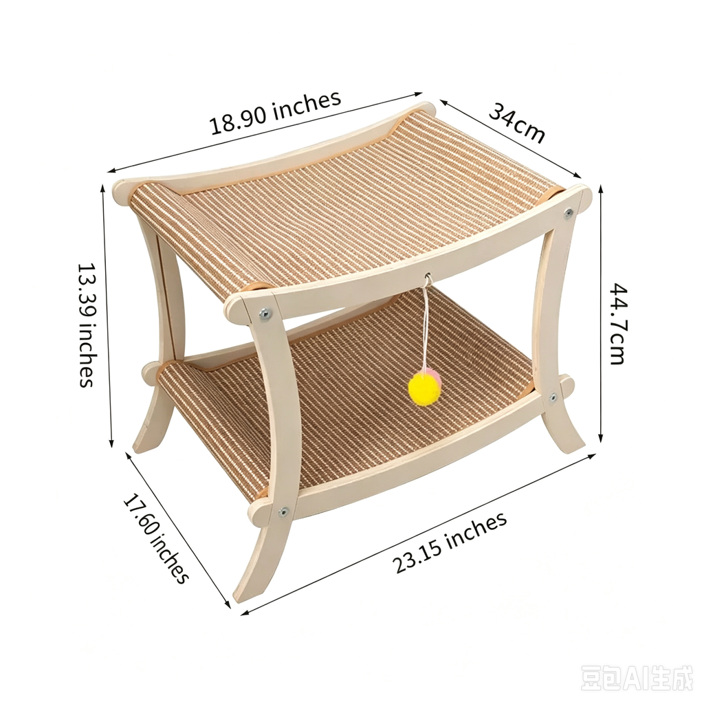 Double-Tier Cat Hammock & Scratcher with Hanging Toys – 2 Styles