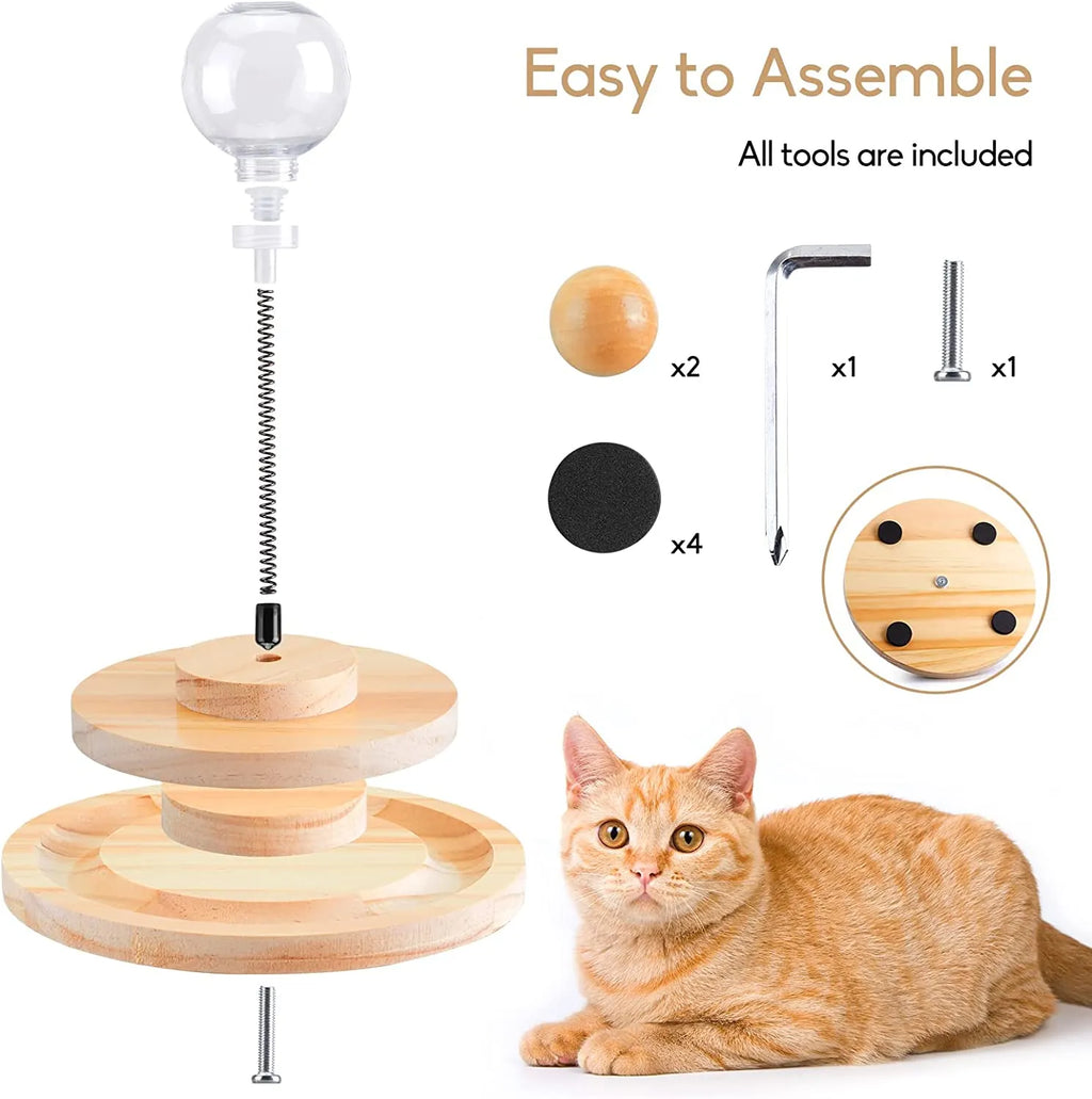Spring-Mounted Interactive Cat Treat Dispenser Toy