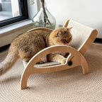 Adjustable Wooden Cat Scratcher Lounge with Sisal Mat