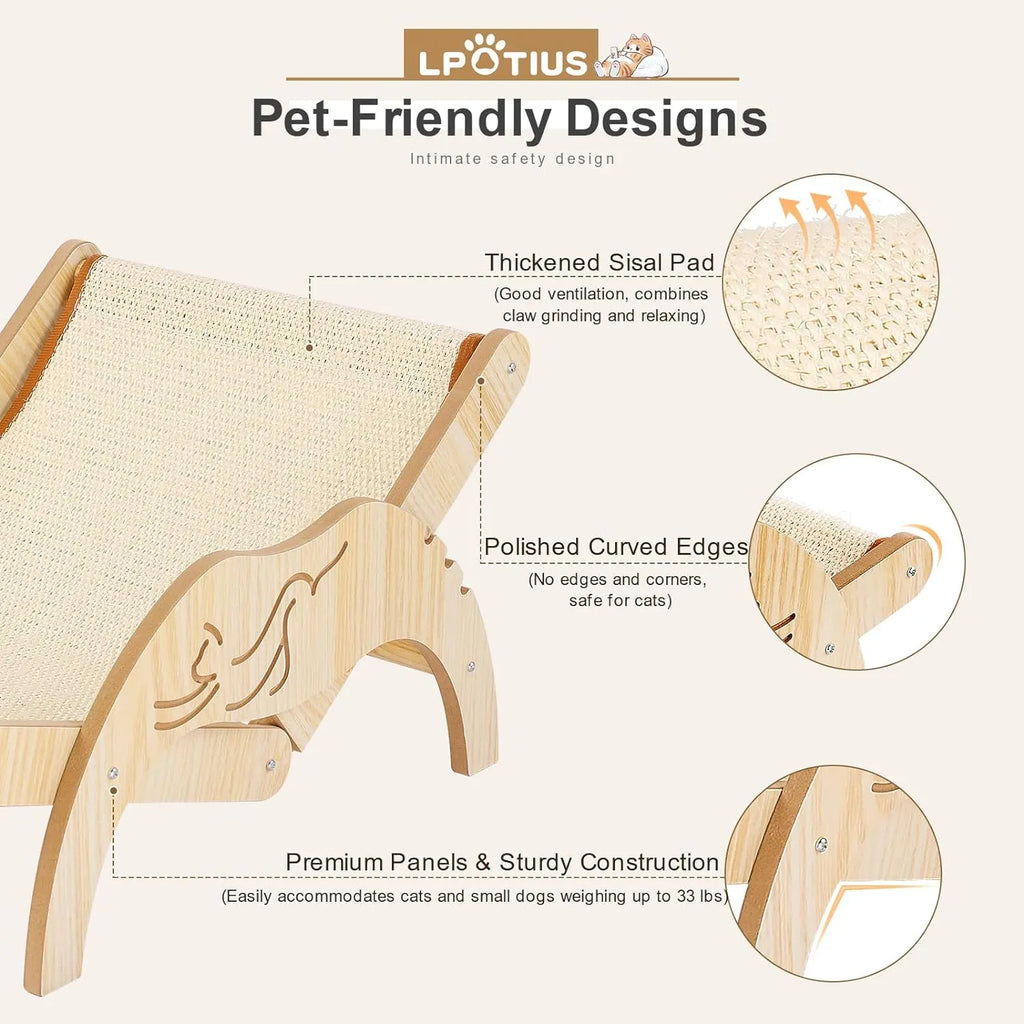 Adjustable Foldable Cat Hammock Chair with Sisal Option