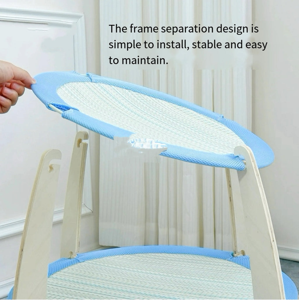 Double-Tier Wooden Cat Hammock with Woven Mats – 3 Colors