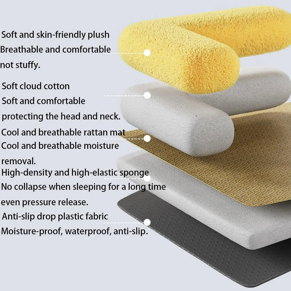 Rattan-Weave Pet Mat with Plush Bolster – 3 Sizes