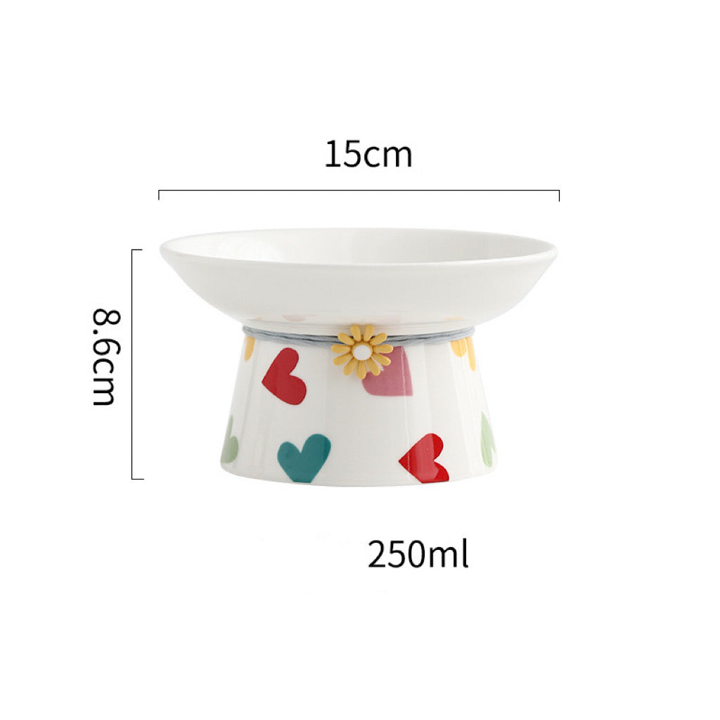 Colorful Polka Dot Raised Ceramic Cat Bowls – 6 Models