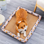 Rattan-Weave Pet Cooling Mat with Bolster – 5 Styles, 5 Sizes
