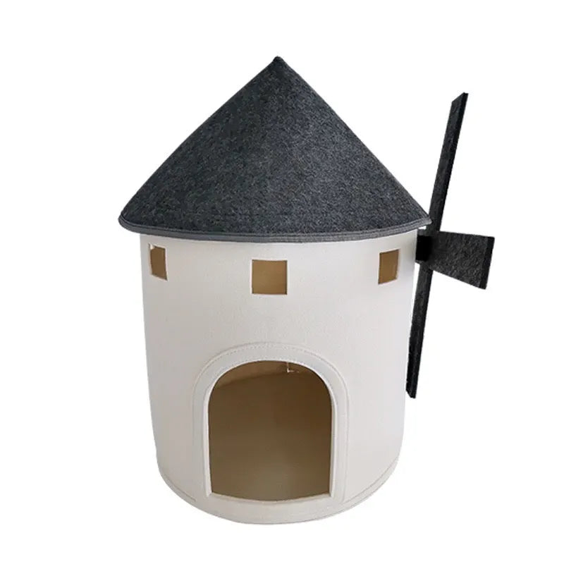 Windmill-Shaped Indoor Cat House