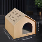 Cardboard Cat House with Integrated Scratching Pad