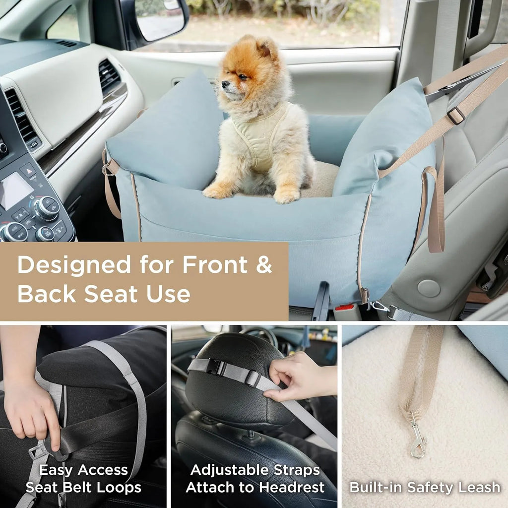 Bolstered Small Pet Car Seat & Travel Bed – 9 Colors