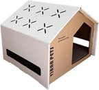 Cardboard Cat House with Integrated Scratching Pad