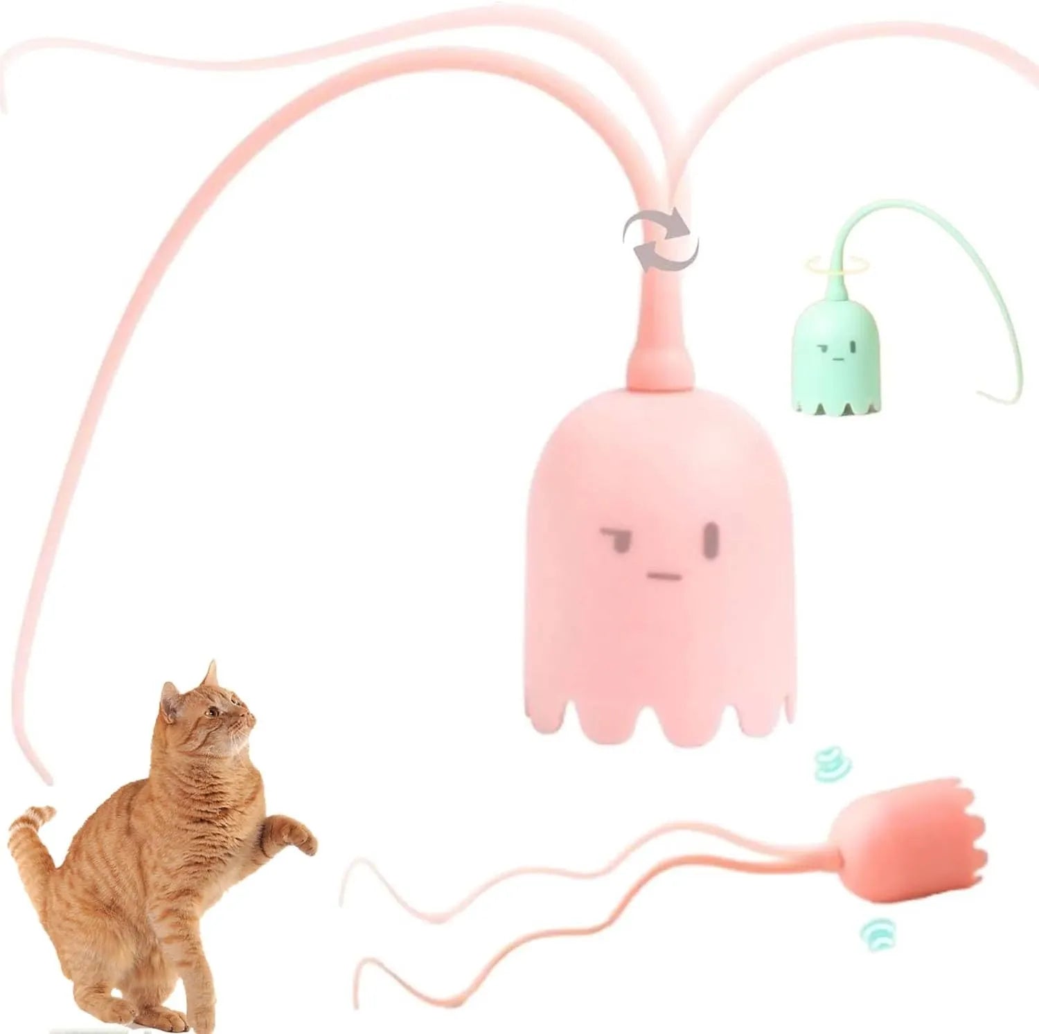 Automatic Silicone Tail Cat Teaser Toy – 2-in-1 Play