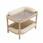 Rectangular Wooden Cat Bed with Cooling or Hemp Mat