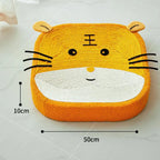 Plush Animal-Shaped Round Cat Scratcher Bed