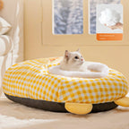 Semi-Enclosed Plush Cat Nest Bed – 2 Colors, 3 Sizes