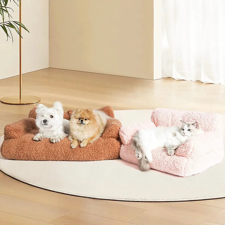 Plush Bolster Sofa Bed for Dogs and Cats – 3 Colors