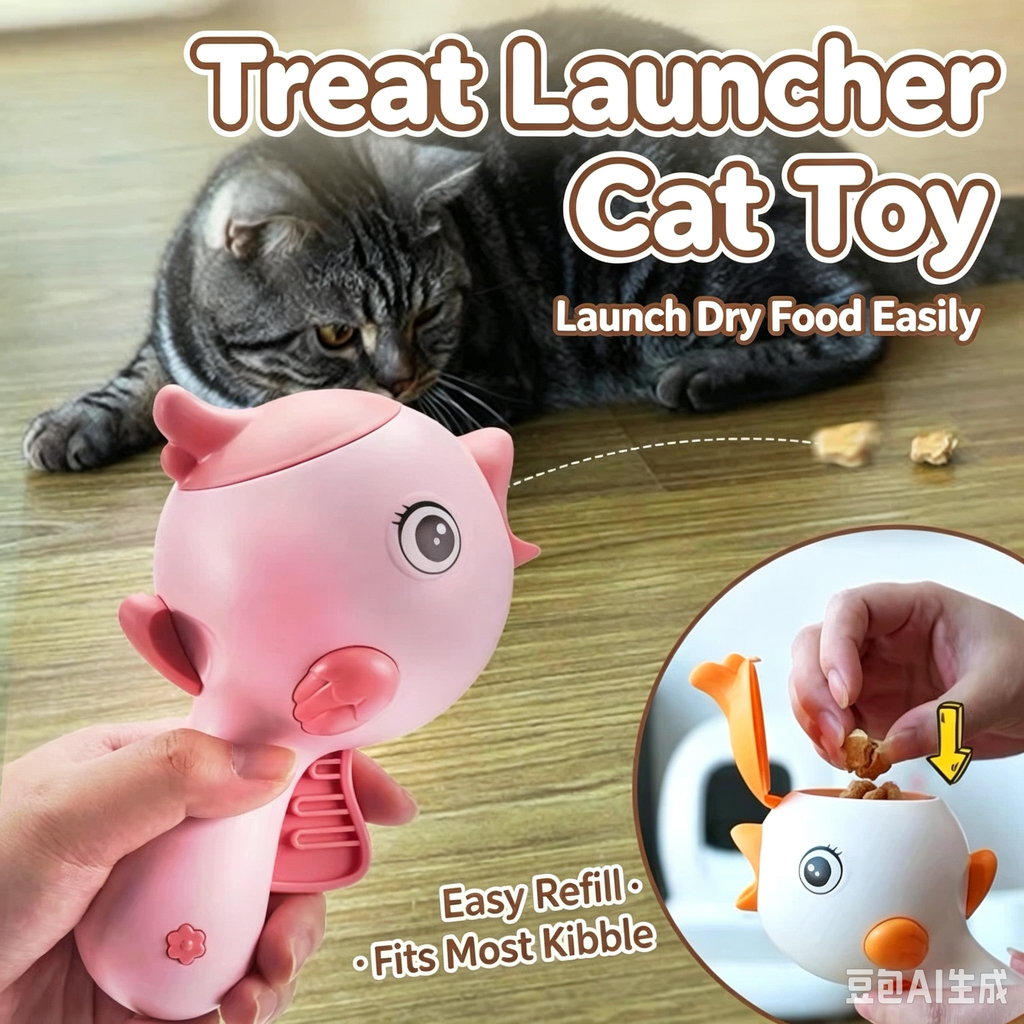 Handheld Cat Treat Launcher – Pink or White