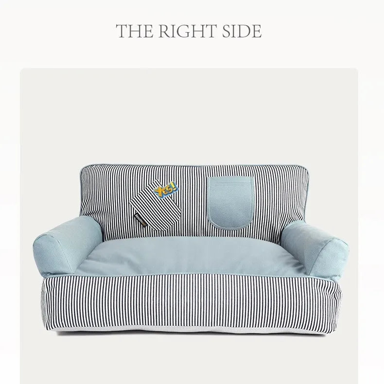 Striped Bolster Pet Sofa Bed – 2 Styles, 3 Sizes