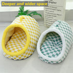 Checkered Plush Cave Bed for Cats & Small Dogs