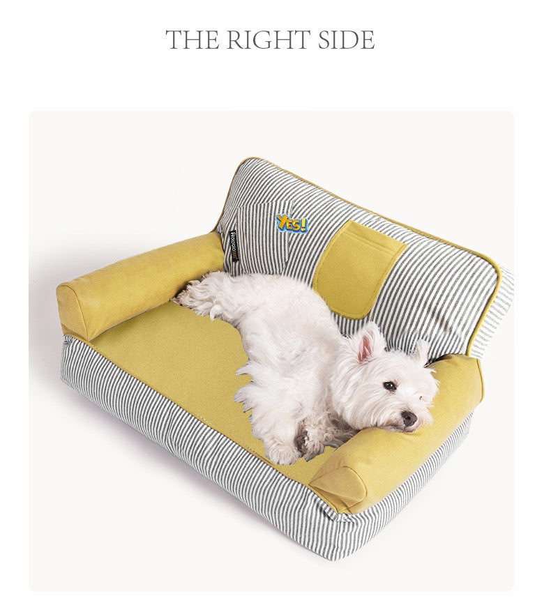 Striped Bolster Pet Sofa Bed – 2 Styles, 3 Sizes