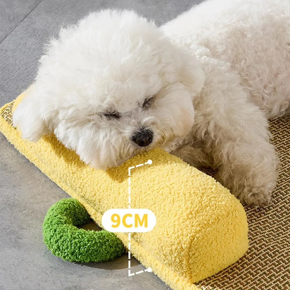 Rattan-Weave Pet Mat with Plush Bolster – 3 Sizes