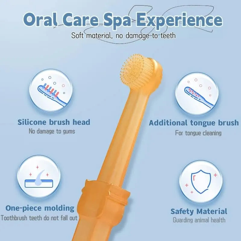 Silicone Pet Toothbrush Set with Storage Cup – 1 or 2 Sets