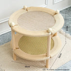 2-Tier Wooden Cat Scratcher Bed with Sisal Mat & Play Ball