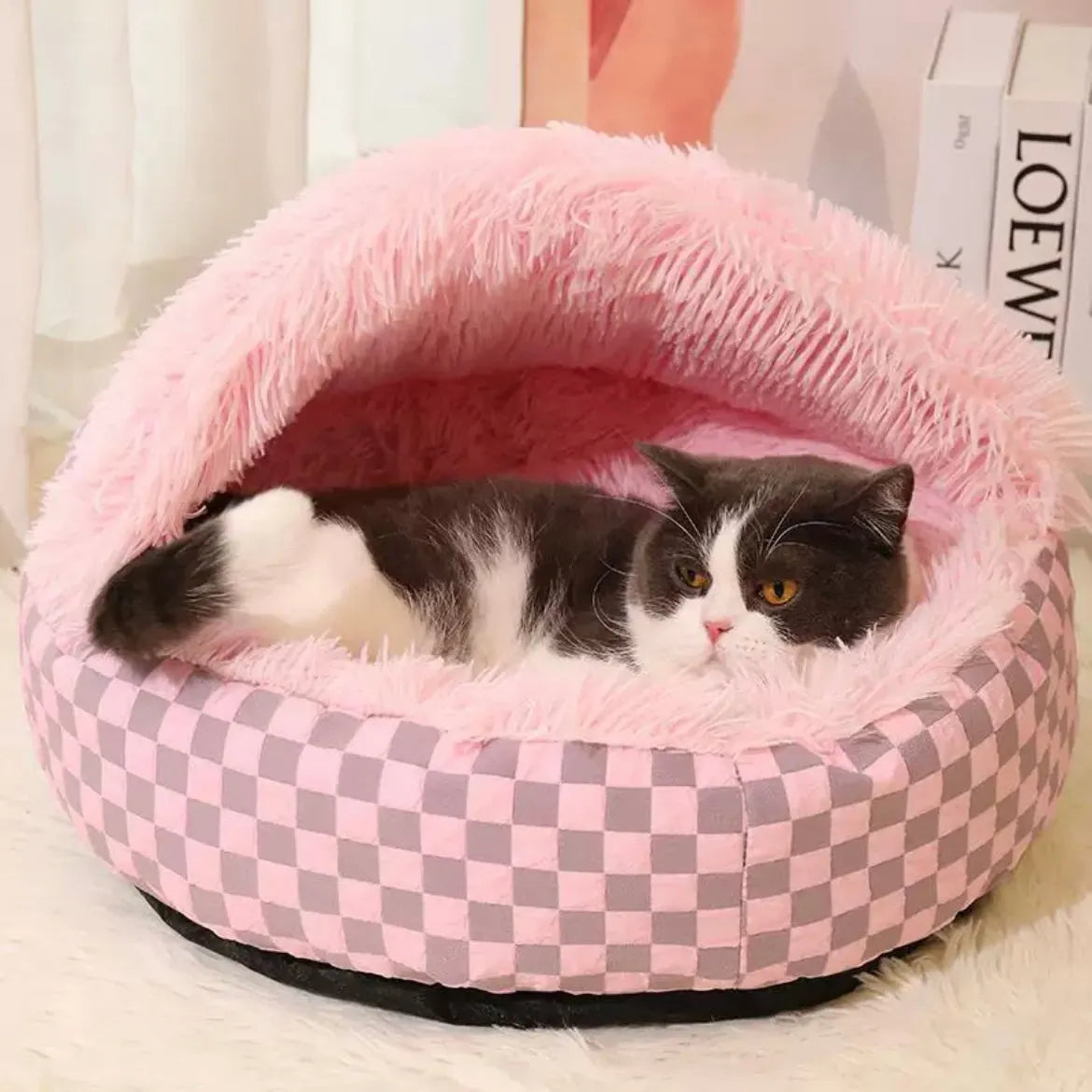Convertible Plush Cave & Donut Pet Bed – 3 Colors, 2 Sizes