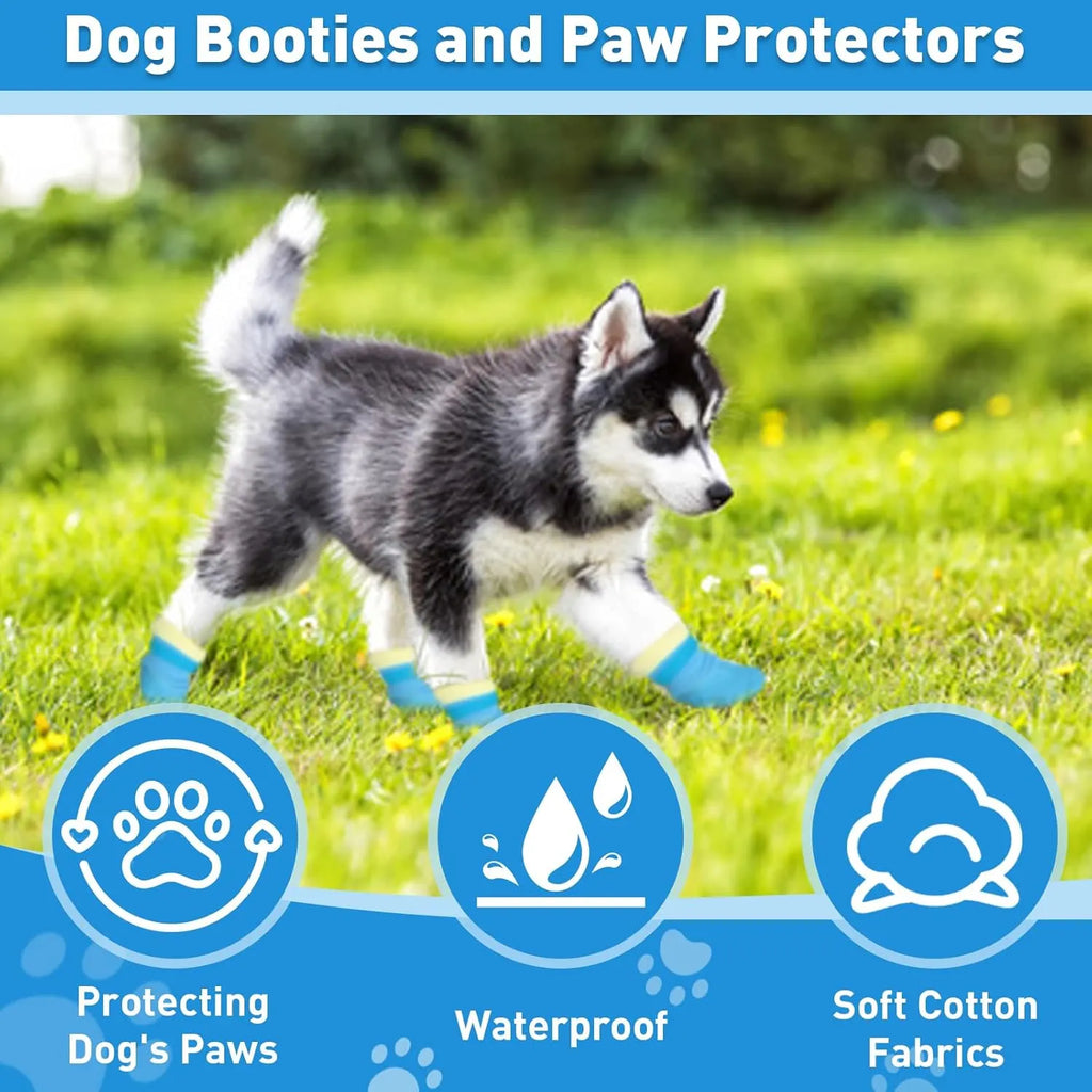 4-Piece Waterproof Anti-Slip Dog Booties & Paw Protectors