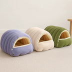 Corduroy Cat Cave Bed with Removable Cover – 3 Sizes